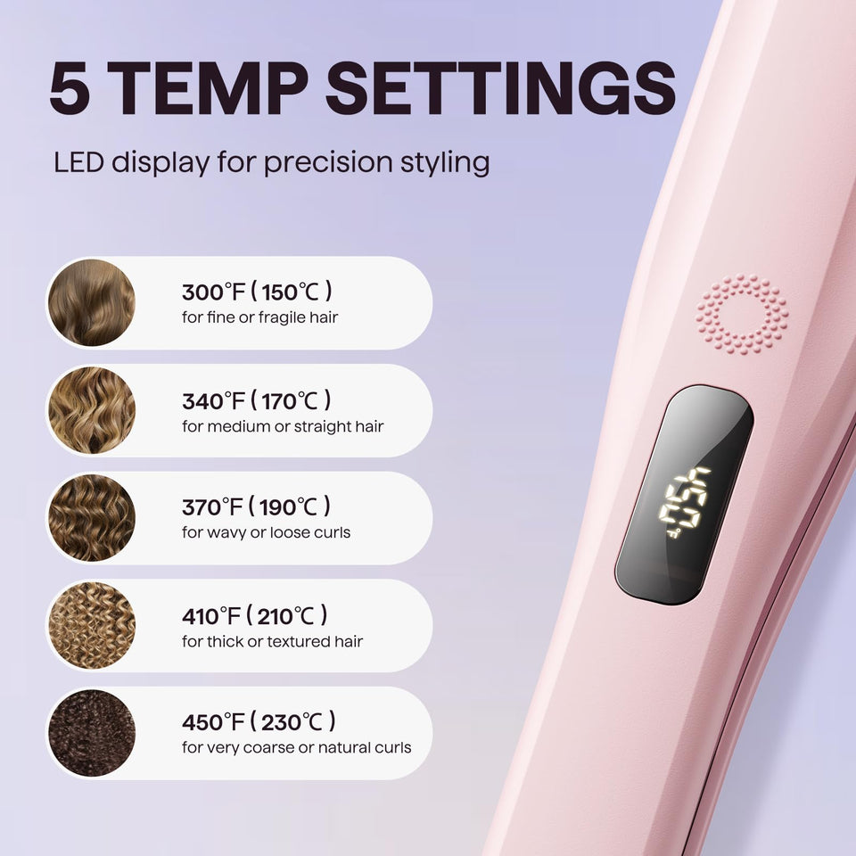 Wavytalk Steam Hair Straightener Nano Titanium 1.38 Inch with Detachable Comb Silk Press Sakura Pink