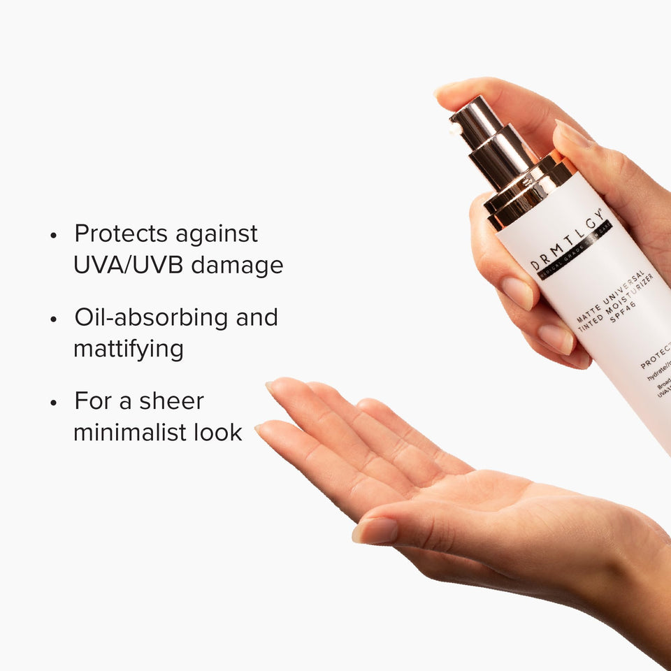 DRMTLGY Universal Tinted Moisturizer SPF 46 with Hyaluronic Acid and Broad Spectrum UV Protection