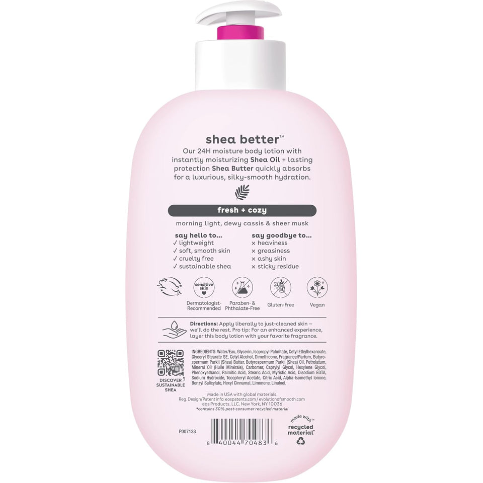 eos Shea Better Body Lotion Vanilla Cashmere Lightweight Non Greasy Moisturizer for Dry Skin Care
