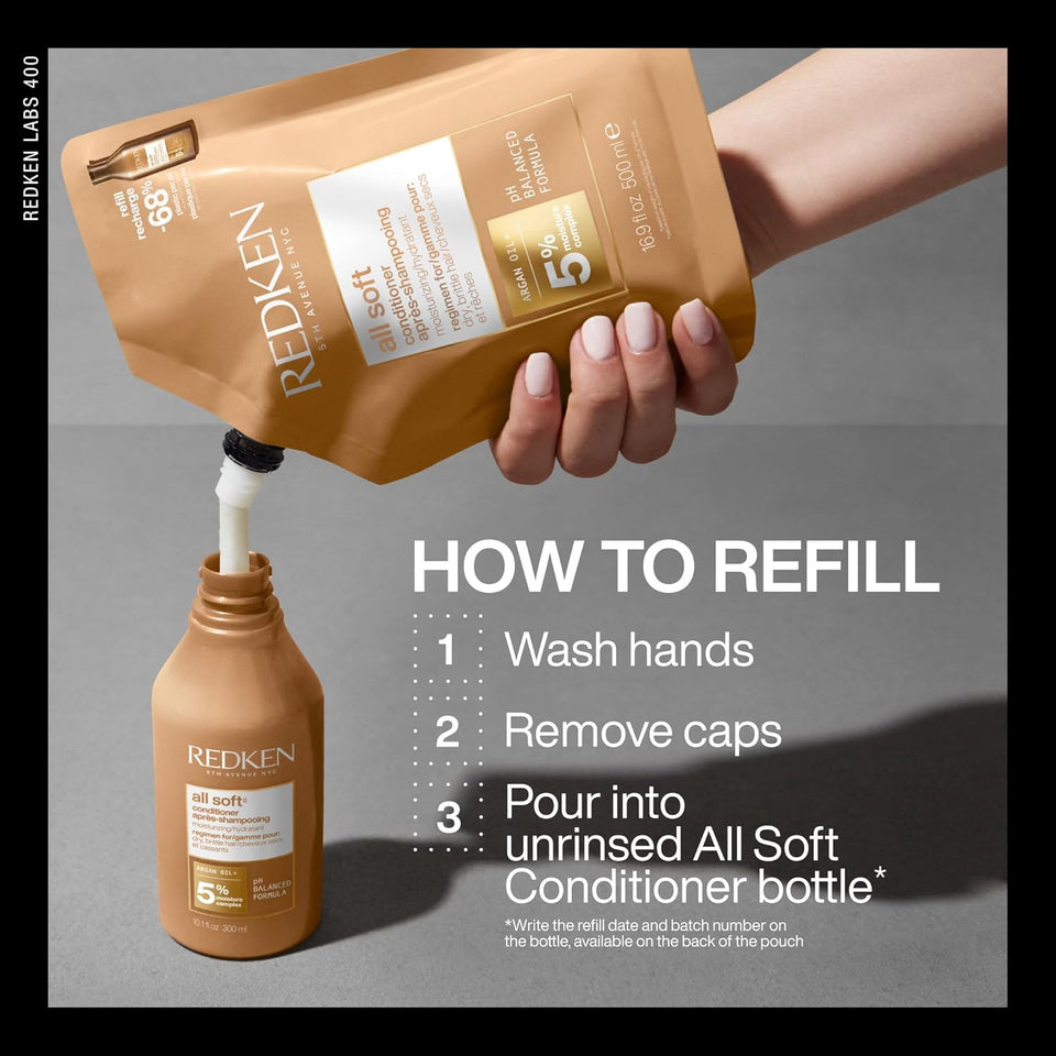 Redken All Soft Moisturizing Conditioner for Dry Hair with Deep Hydration Softness and Lasting Shine