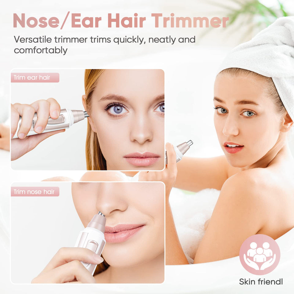Professional Ear and Nose Hair Trimmer with Waterproof Dual Edge Blades for Men and Women Pink