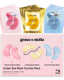grace & stella Under Eye Mask Patches for Dark Circles Puffy Eyes & Wrinkles Vegan 6 Pairs Pink