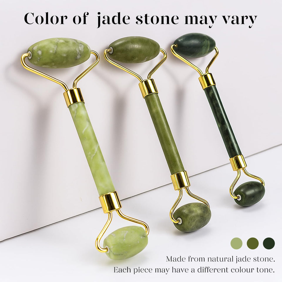 BAIMEI IcyMe Gua Sha Jade Roller Set Cooling Face Depuffing Sculpting Jawline Skincare Tools Green