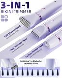 Ufree Bikini Trimmer Electric Razor for Women Ceramic Blade IPX7 Waterproof Rechargeable Lady Shaver Purple
