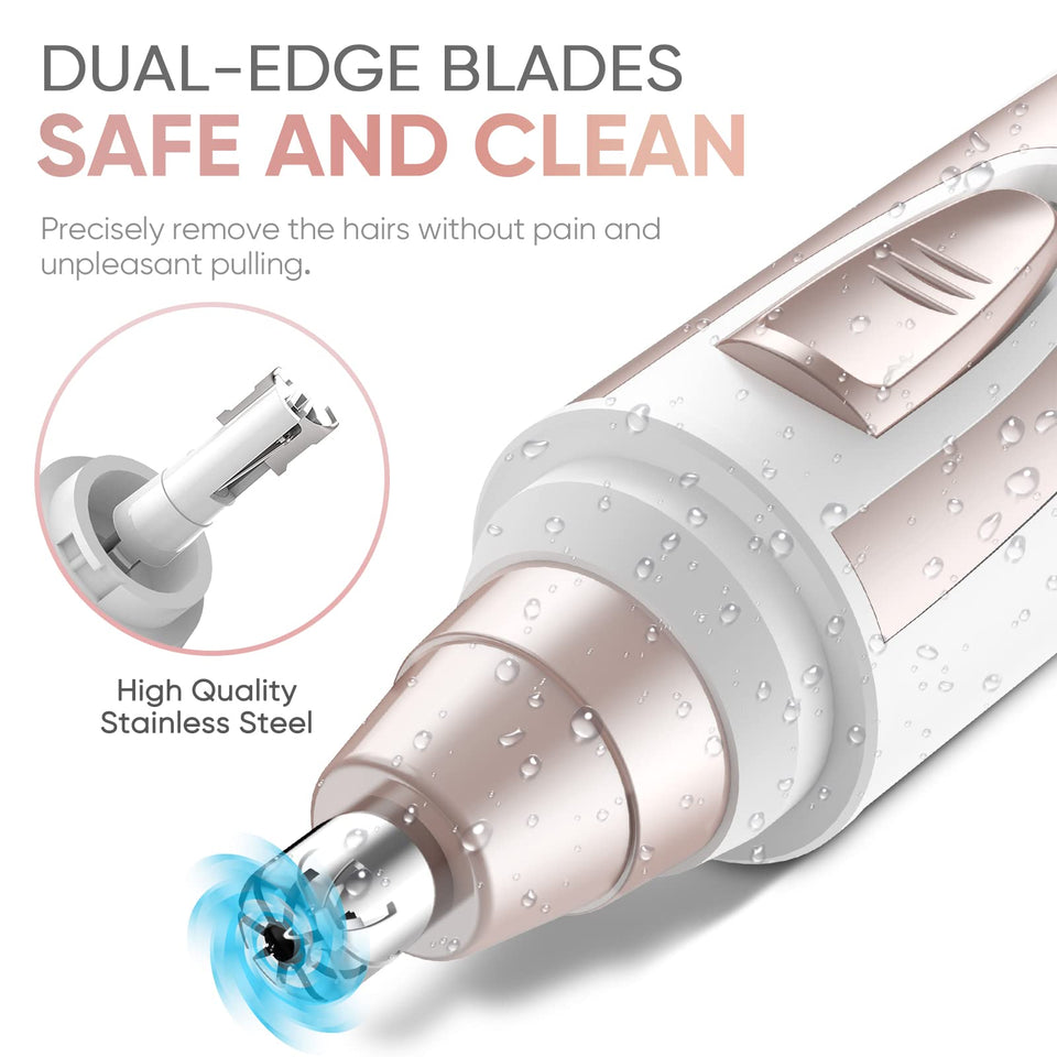 Professional Ear and Nose Hair Trimmer with Waterproof Dual Edge Blades for Men and Women Pink