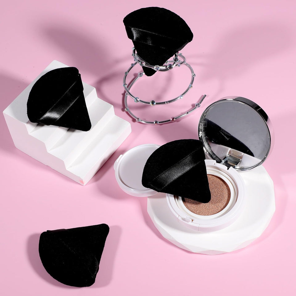 Pimoys 6 Piece Triangle Velour Powder Puff Makeup Sponge for Loose Powder Setting Black