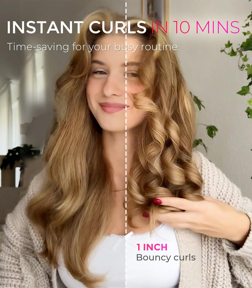 TYMO CURLPRO Automatic Rotating Curling Iron with Ionic Ceramic Barrel for Beach Waves Pink