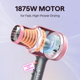 Wavytalk 1875W Ionic Hair Dryer with Diffuser Ceramic Technology 3 Attachments Rose Gold
