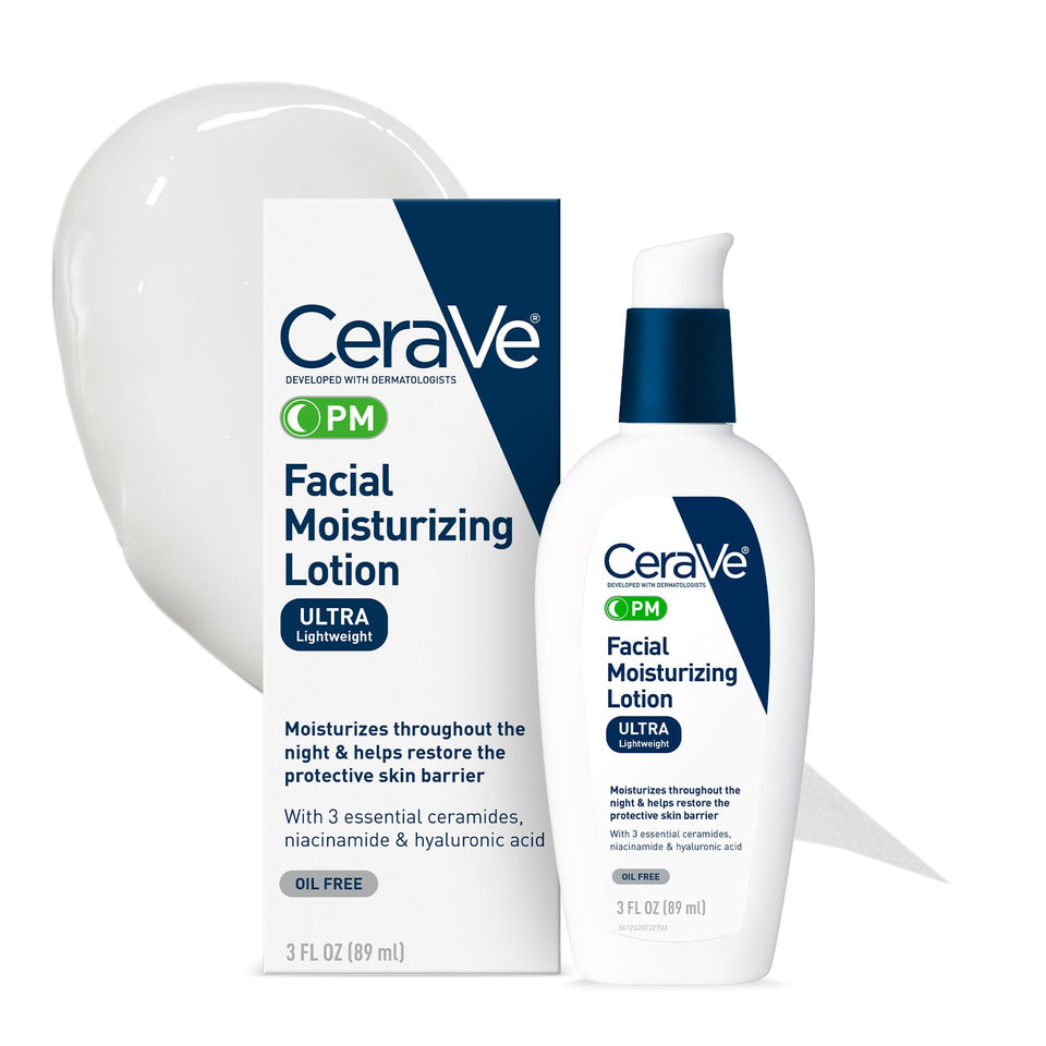 CeraVe PM Facial Moisturizing Lotion with Hyaluronic Acid & Niacinamide 3 Oz