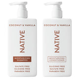 Native Coconut and Vanilla Shampoo and Conditioner Duo for All Hair Types with Clean Ingredients