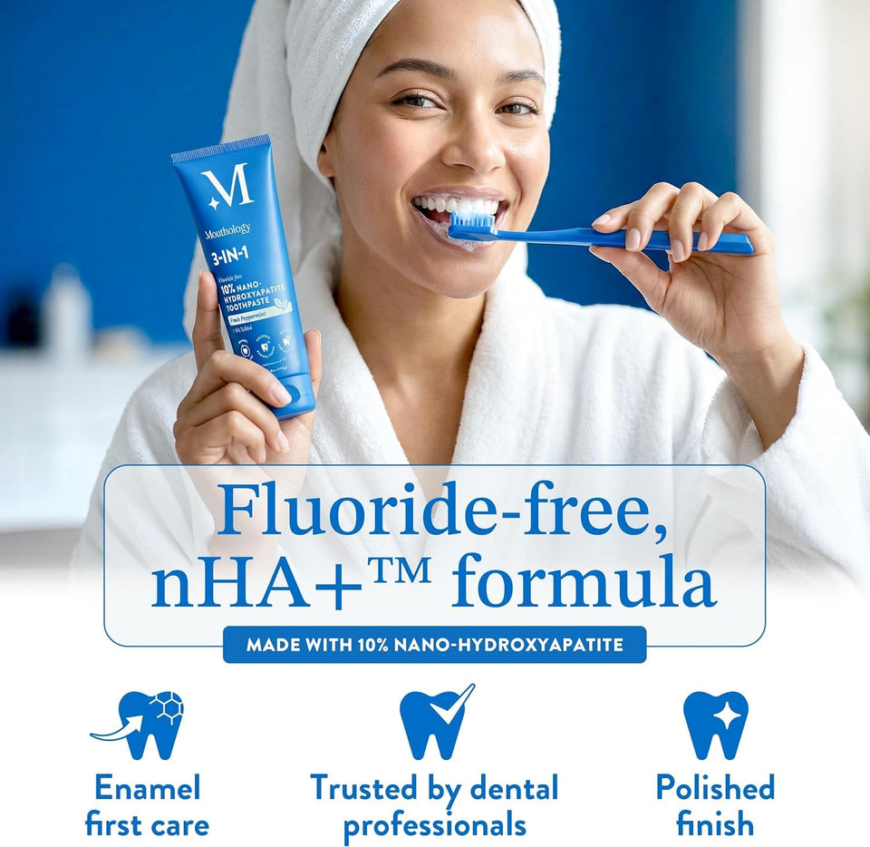 Mouthology Fluoride Free Whitening Toothpaste for Adults with Enamel Protection and Oral Care Support