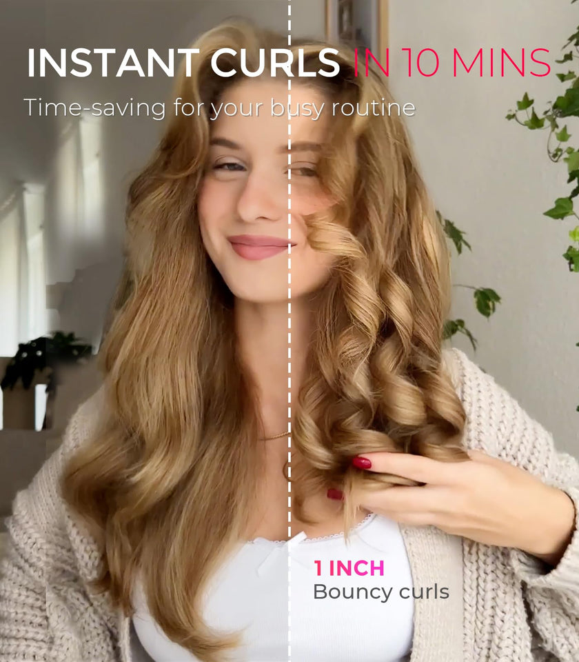 TYMO CURLPRO Automatic Rotating Curling Iron with Ionic Ceramic Barrel for Beach Waves Pink