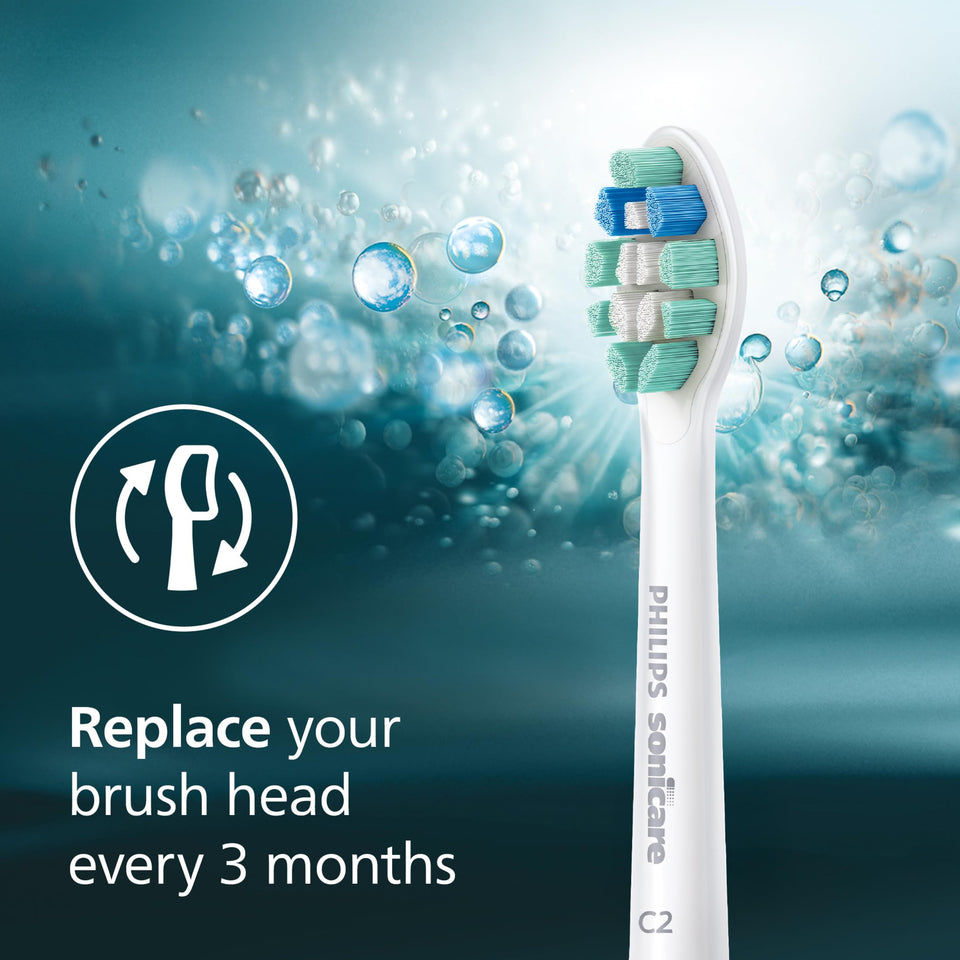 Philips Sonicare C2 Plaque Control Replacement Toothbrush Heads White 3 Pack HX9023/65