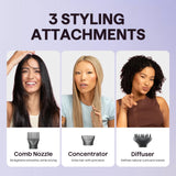 Wavytalk 1875W Ionic Hair Dryer with Diffuser Ceramic Technology 3 Attachments Rose Gold