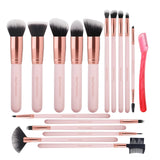 Real Perfection 16 piece makeup brush set eyebrow razor synthetic pink gift - BuyO