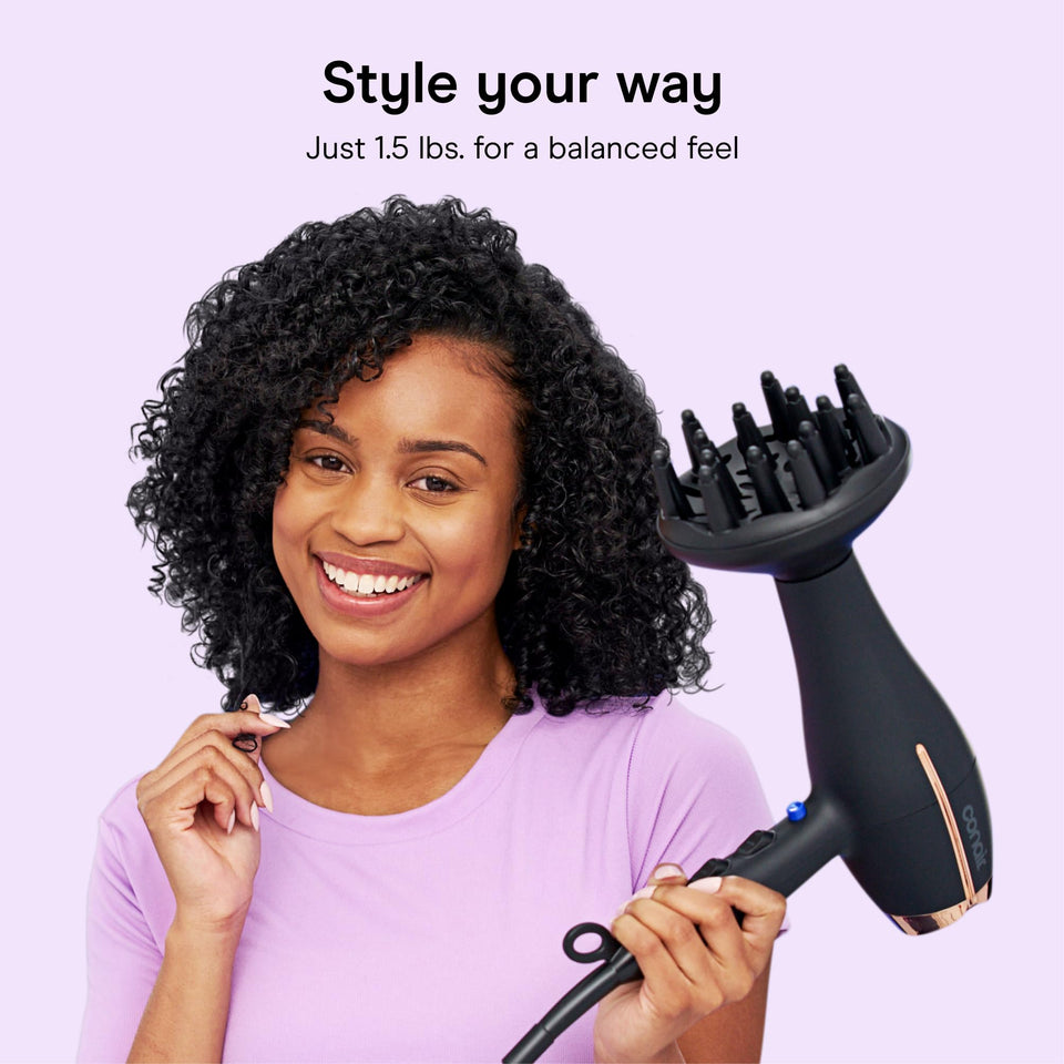 InfinitiPRO by Conair AC Motor Professional Ionic Ceramic Hair Dryer with Diffuser Concentrator Black 650X