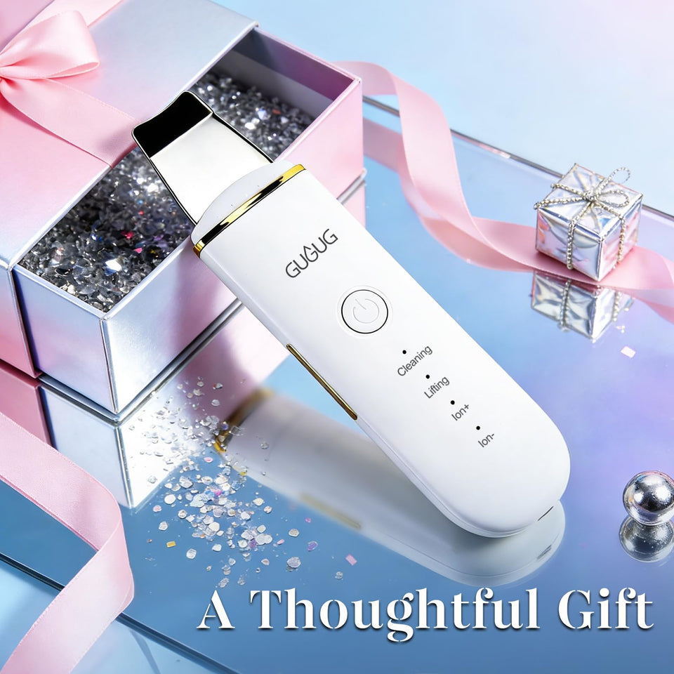 GUGUG Skin Scrubber Face Spatula 4 Modes Pore Cleaner Blackhead Remover Ultrasonic White
