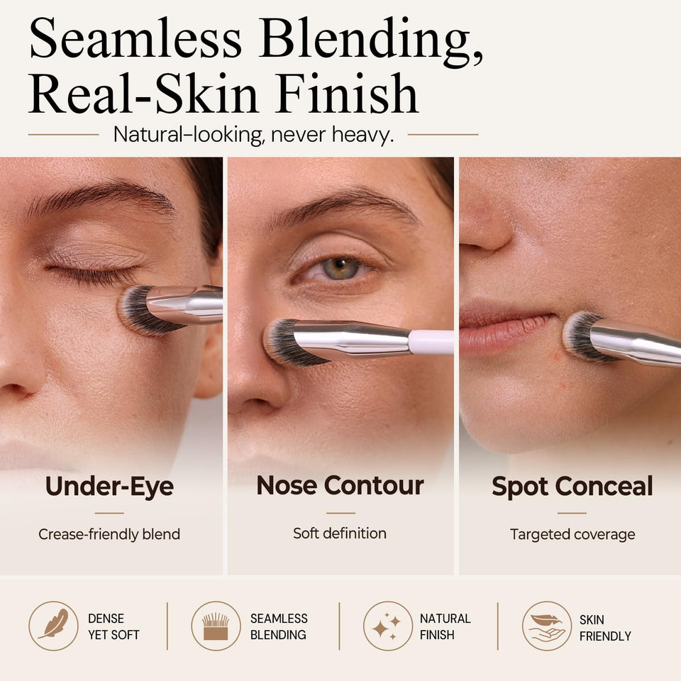 ALBEAUT Angled Concealer Brush Under Eye Precision Face Blending Foundation Brush