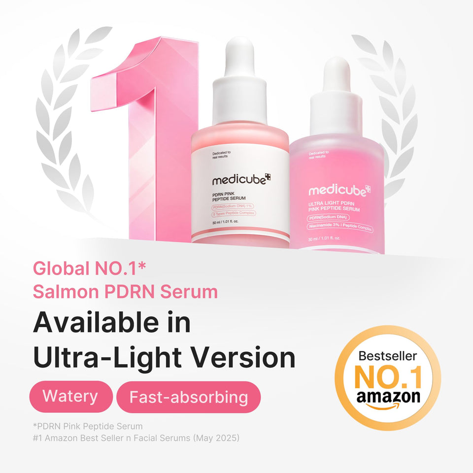 medicube PDRN Pink Peptide Serum with Salmon DNA Niacinamide & Peptides for Glow Skin 1.01 Oz