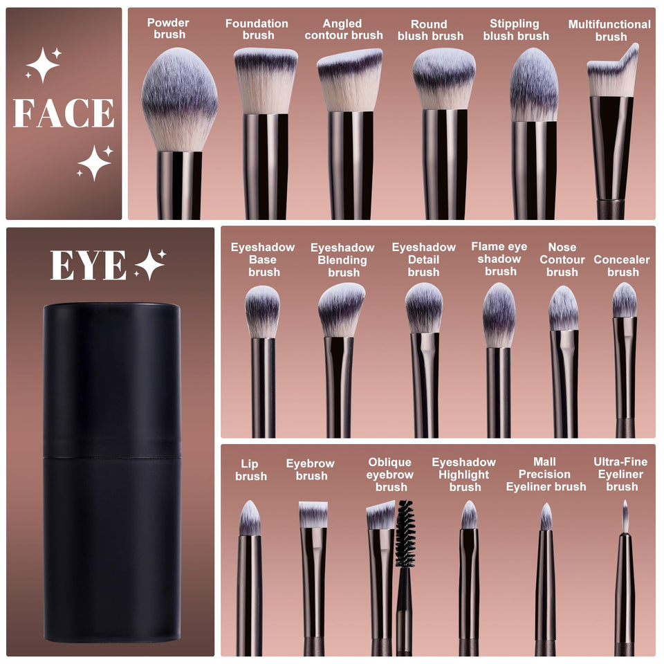 BS MALL Makeup Brush Set 18 Piece Professional Cosmetic Brushes with Black Case for Flawless Makeup