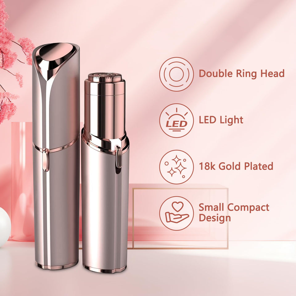 Women Facial Hair Remover Electric Face Shaver for Smooth Peach Fuzz and Lip Hair Removal Rose Gold