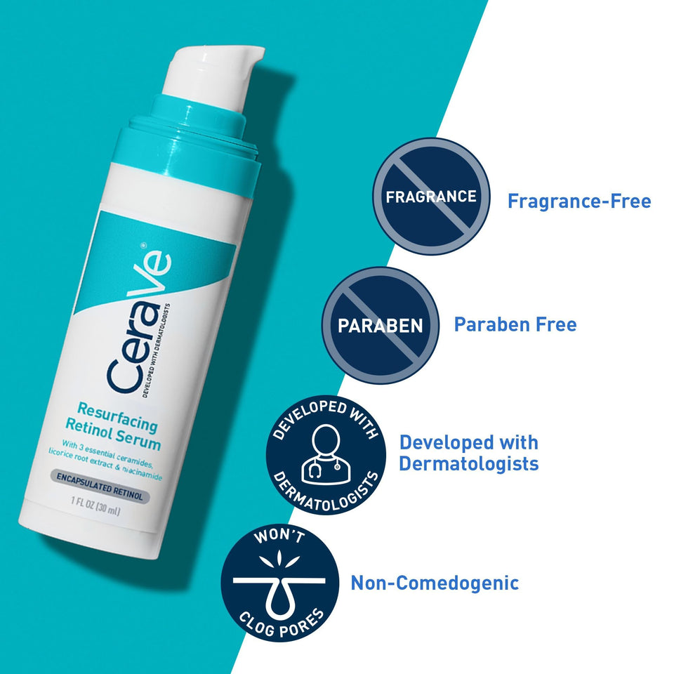 CeraVe Resurfacing Retinol Serum for Post Acne Marks with Niacinamide & Licorice Root Extract