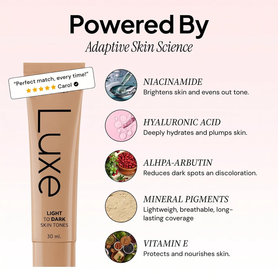 Luxe Color Changing Foundation Medium with Smart Shade Matching Formula for Natural Looking Skin