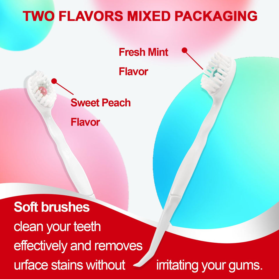 Malisseladi Disposable Mini Toothbrushes with Toothpaste Toothpick Tongue Cleaner Travel 20 Pack Mint