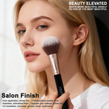 HEDIVIA 14 Piece Black Makeup Brushes Set Professional Synthetic Foundation Concealer Powder Blush Eyeshadow with Powder Puff
