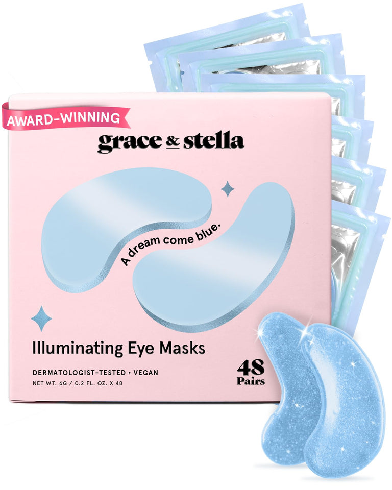 grace & stella Under Eye Mask Patches for Dark Circles Puffy Eyes & Wrinkles Vegan 6 Pairs Pink