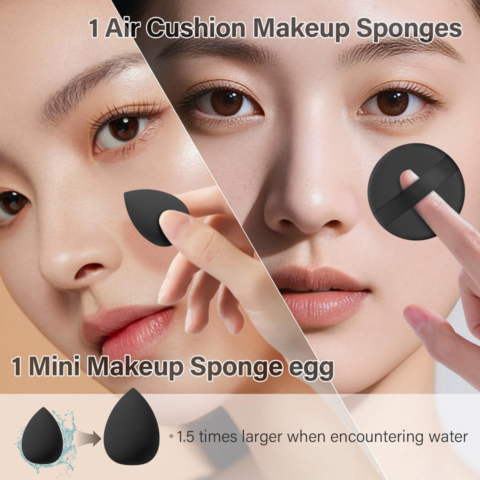 Mlemle 25 Piece Professional Makeup Brush Set Foundation Powder Blush Concealer Eyeshadow Sponge Black