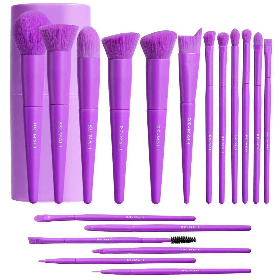 BS MALL Makeup Brush Set 18 Piece Professional Cosmetic Brushes with Black Case for Flawless Makeup