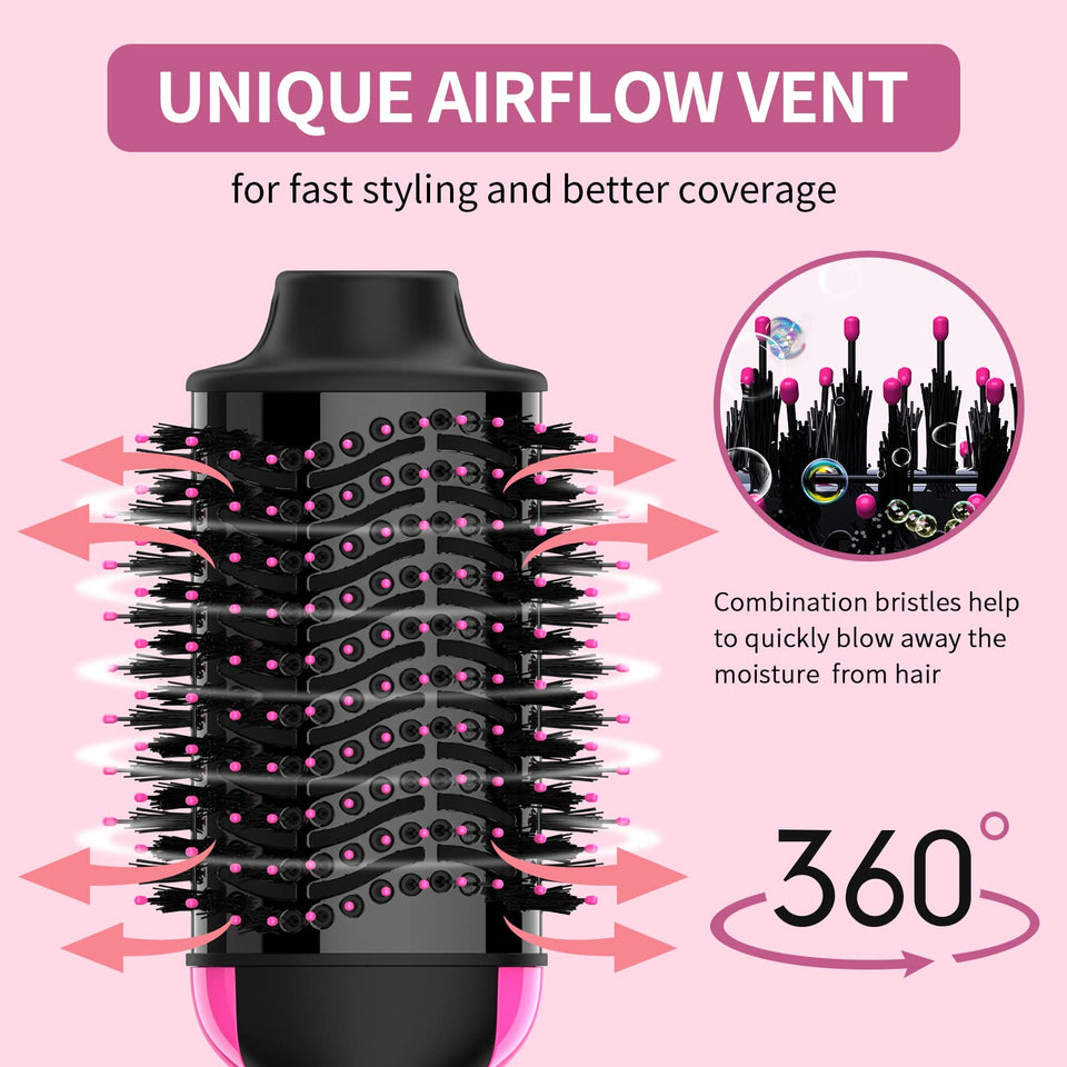 Umeely 4-in-1 Hair Dryer Brush Blow Dryer Styler with Negative Ion Anti-Frizz Ceramic Titanium Barrel