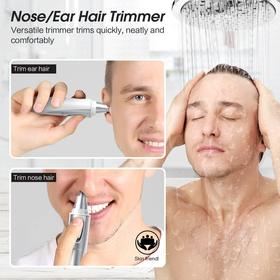 Professional Ear and Nose Hair Trimmer with Waterproof Dual Edge Blades for Men and Women Pink