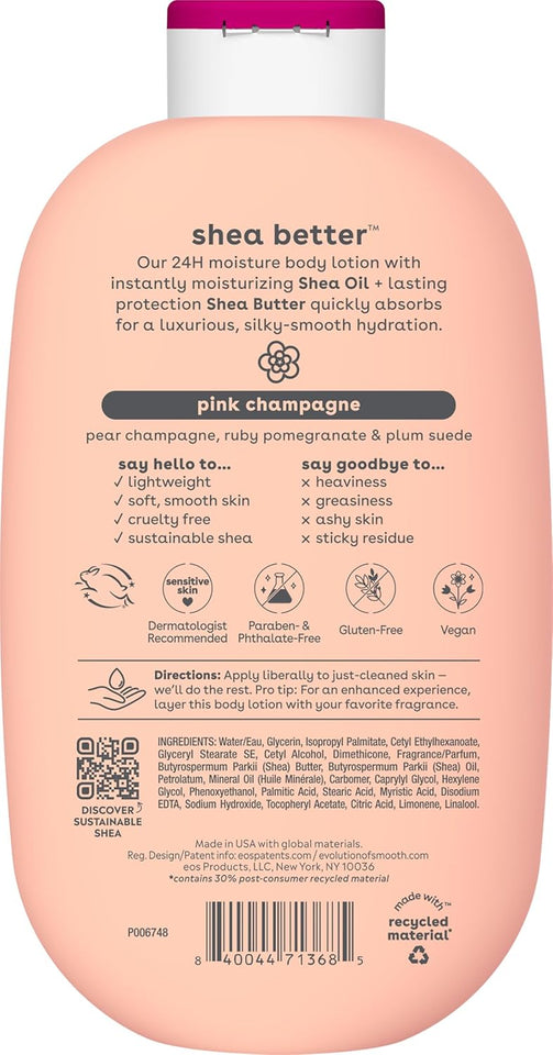 eos Shea Better Body Lotion Vanilla Cashmere Lightweight Non Greasy Moisturizer for Dry Skin Care
