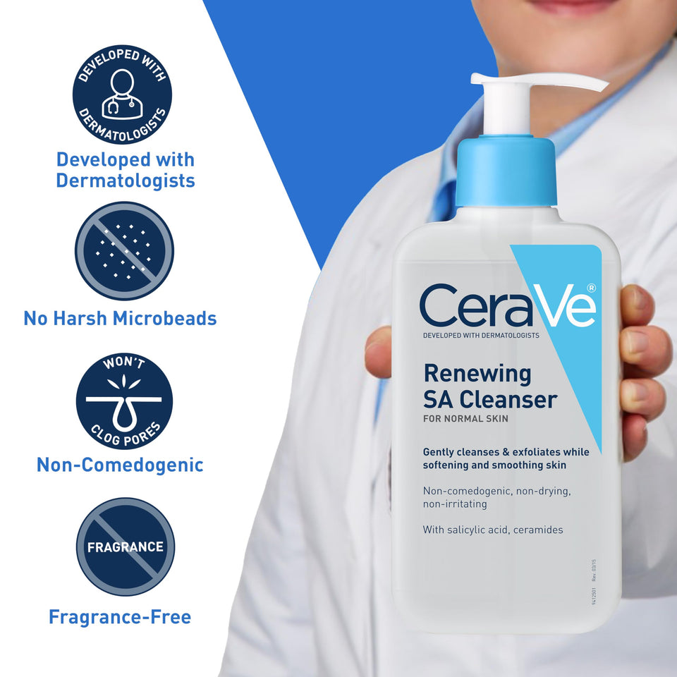 CeraVe Renewing Salicylic Acid Cleanser with Ceramides & Niacinamide Gentle BHA Face Wash 16 Oz
