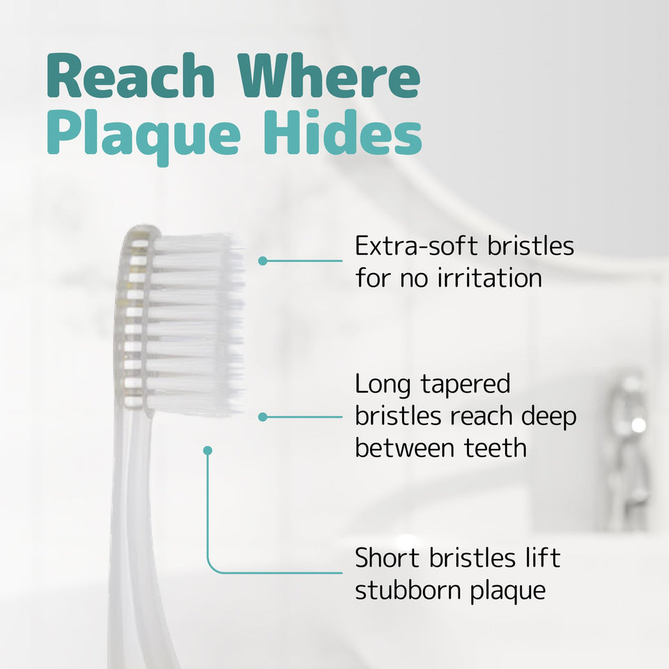 NIMBUS Extra Soft Toothbrush Regular Head Tapered Bristles Sensitive Teeth Receding Gums 5 Pack