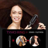 TYMO Ring Hair Straightener Brush Comb 5 Temps 20s Fast Heating Dual Voltage Black