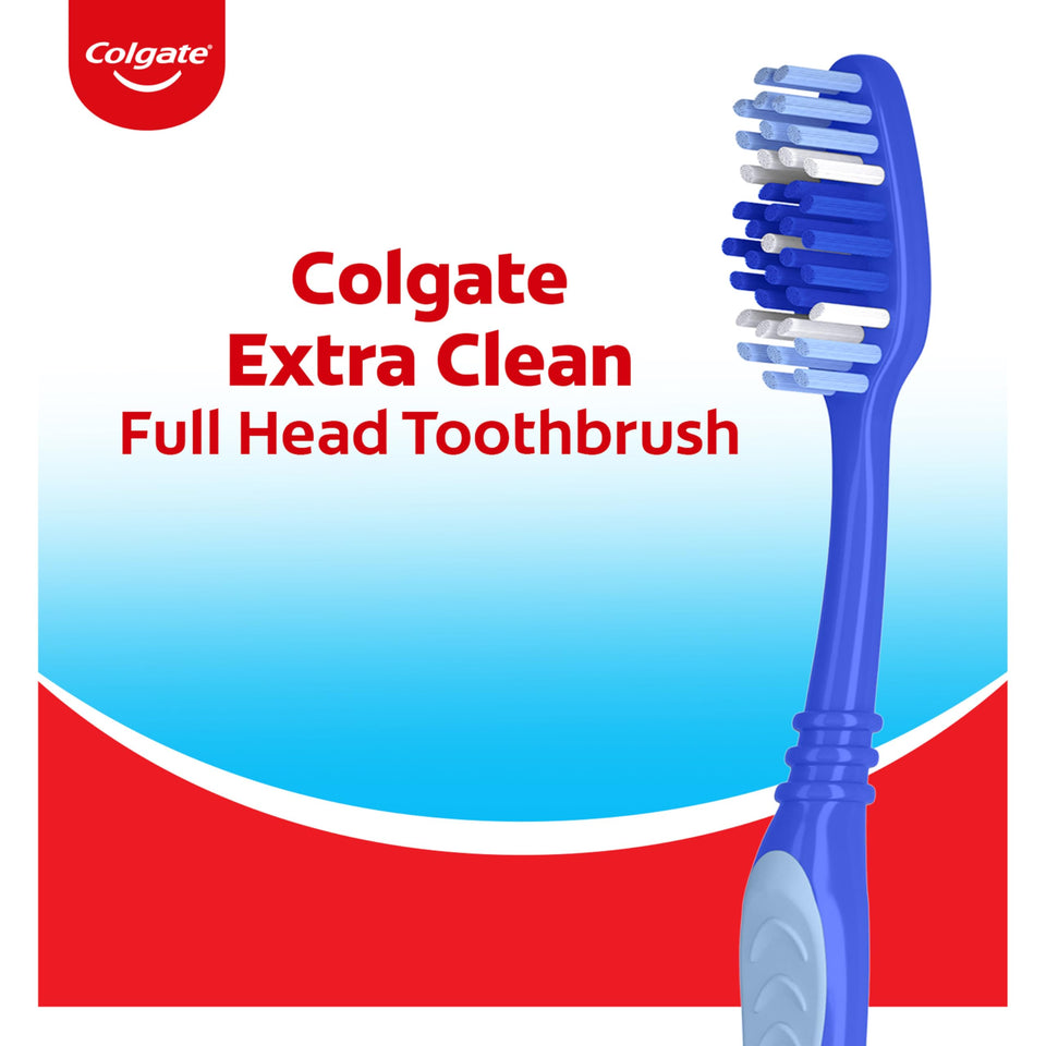 Colgate Extra Clean Medium Toothbrush for Adults 6 Pack Cleaning Tip Bristles