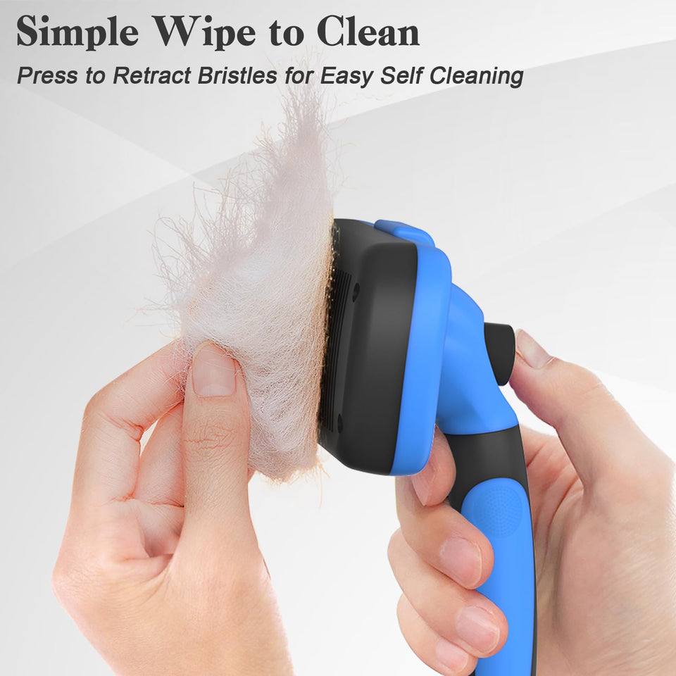 Swihauk Self-Cleaning Slicker Brush Deshedding Grooming Tool for Dogs and Cats Blue