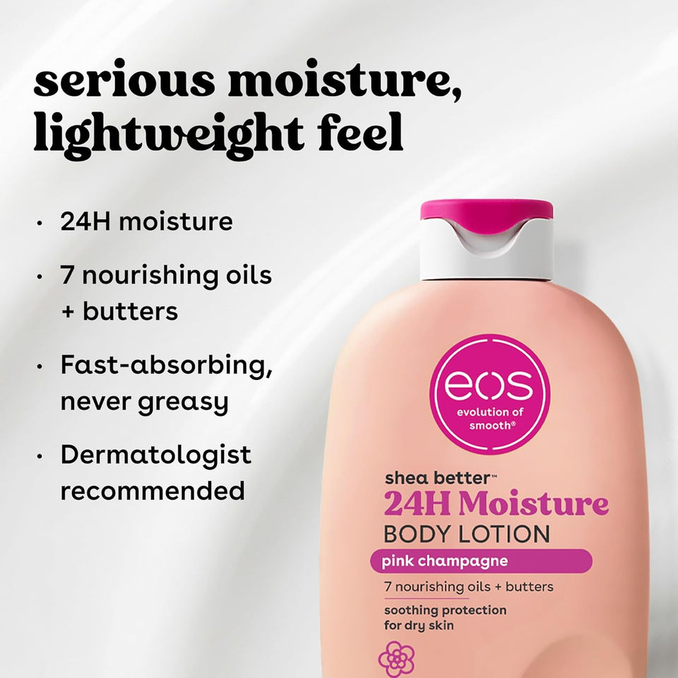 eos Shea Better Body Lotion Vanilla Cashmere Lightweight Non Greasy Moisturizer for Dry Skin Care