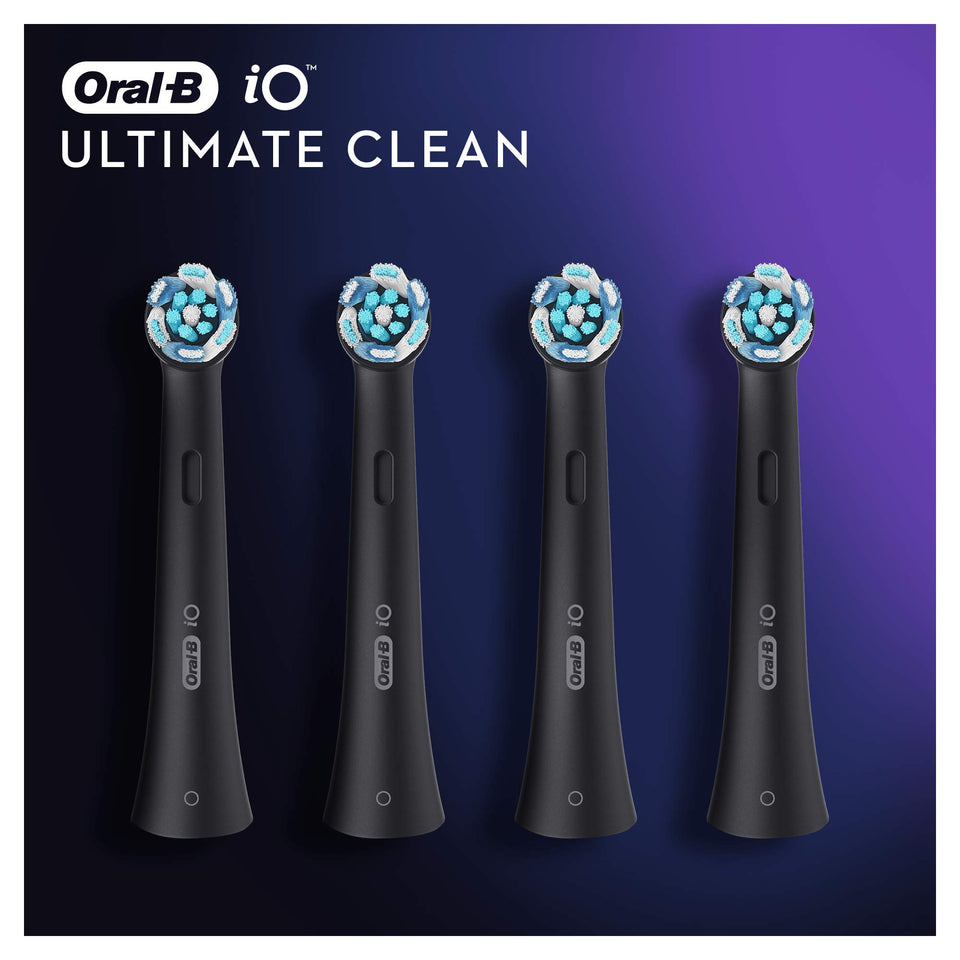 Oral-B iO Ultimate Clean Replacement Toothbrush Heads Twisted Angled Bristles 4 Pack Black