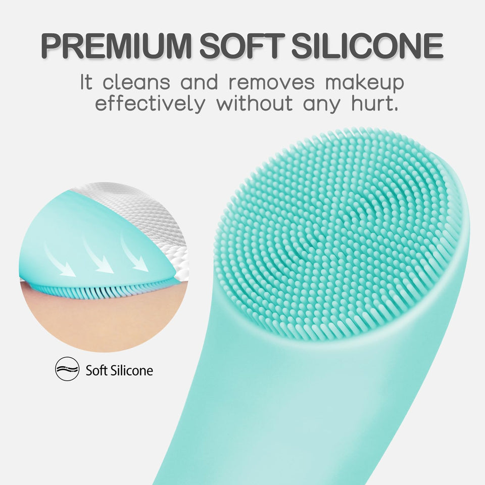 PRITECH Facial Cleansing Brush with Silicone Face Scrubber and Heat Massage for Deep Skin Cleaning