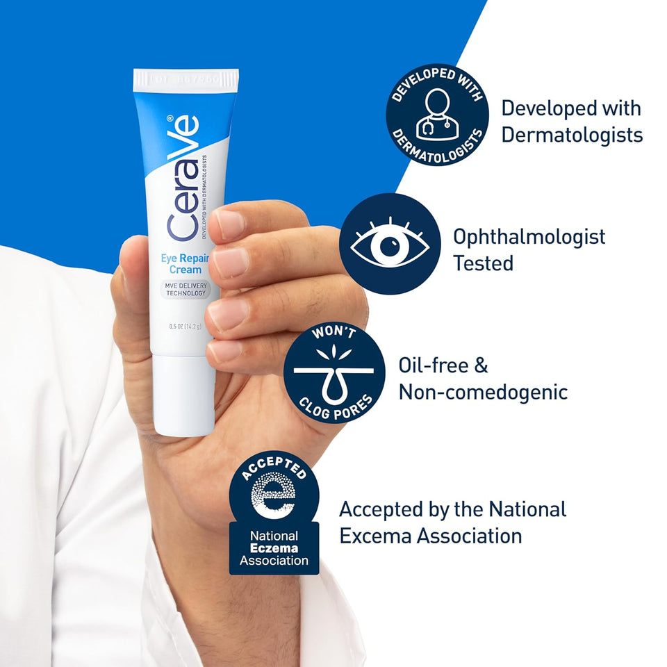 CeraVe Eye Repair Cream for Puffiness & Under Eye Bags with Hyaluronic Acid & Niacinamide