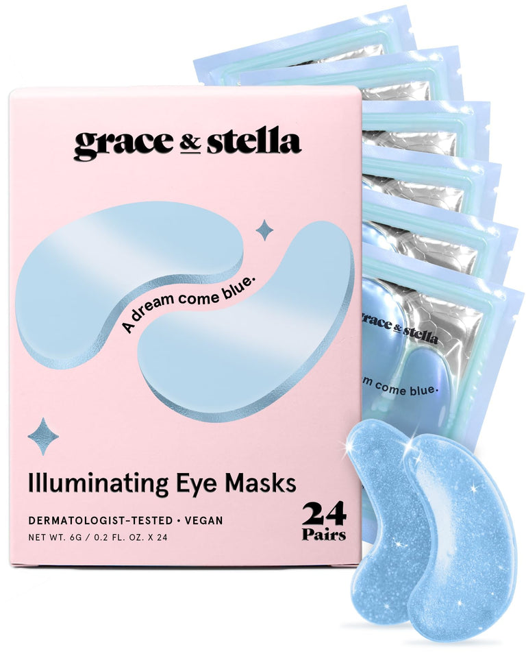 grace & stella Under Eye Mask Patches for Dark Circles Puffy Eyes & Wrinkles Vegan 6 Pairs Pink