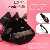 BEAKEY 12 Piece Triangle Powder Puff Set for Face Loose Powder Foundation Contouring Black