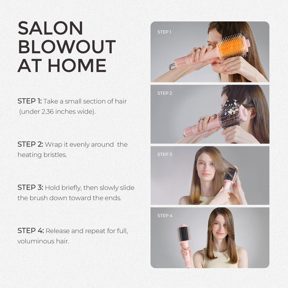 TYMO 4.0 Ionic Blow Dryer Brush 5-in-1 Lightweight 3X Faster Drying Anti-Frizz Metal Grey