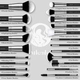 Mlemle 25 Piece Professional Makeup Brush Set Foundation Powder Blush Concealer Eyeshadow Sponge Black