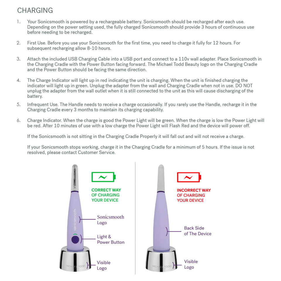 Michael Todd Beauty Sonicsmooth Dermaplaning Razor Women Face Eyebrow Trimmer Peach Fuzz Remover 8 Weeks Blades Lavender