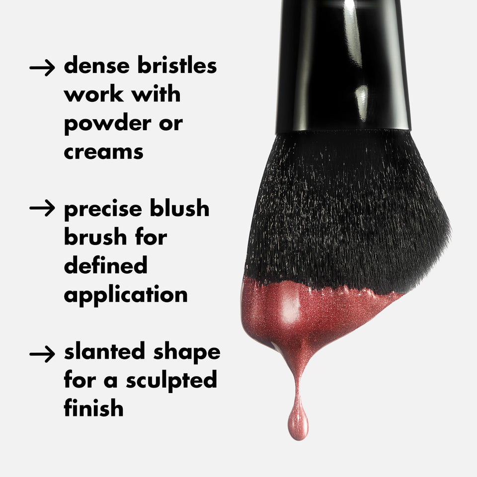 e.l.f. Angled Blush Brush for Sculpted Look Cream Liquid Powder Blush Bronzer Vegan Cruelty-Free